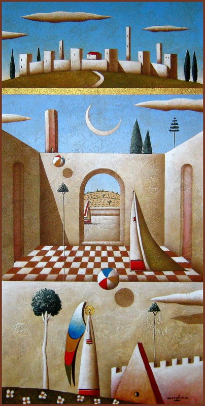 Carlo Mirabasso - Meditation in Tuscany, oil and acrylic on board, cm 40x20