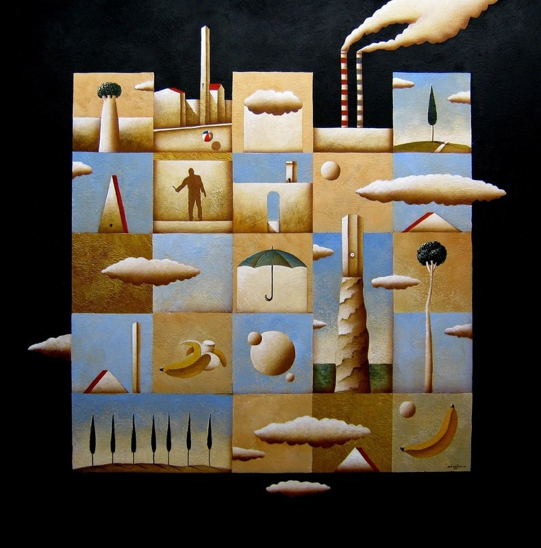 Carlo Mirabasso - Prima che accada, oil and gold on board, cm 70x70