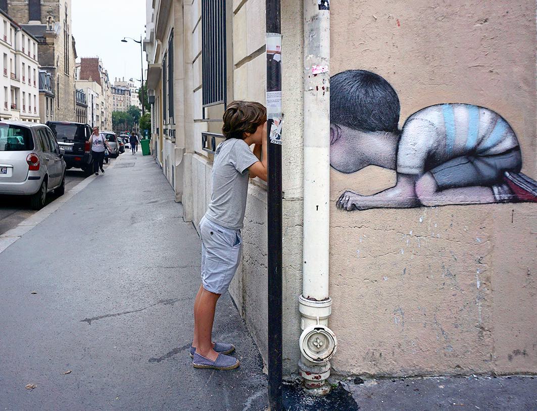 Seth Globepainter - Peek-a-boo with Jules, Butte aux cailles, Paris