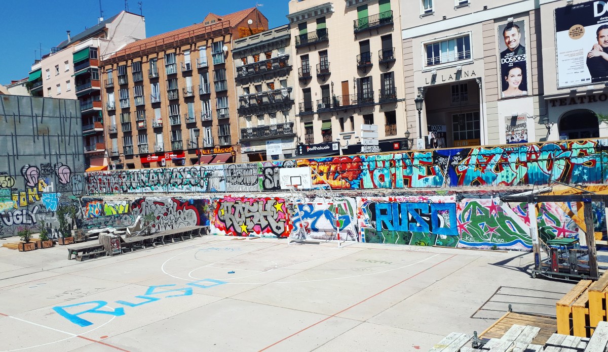 Street art in Campo de Cebada, Madrid