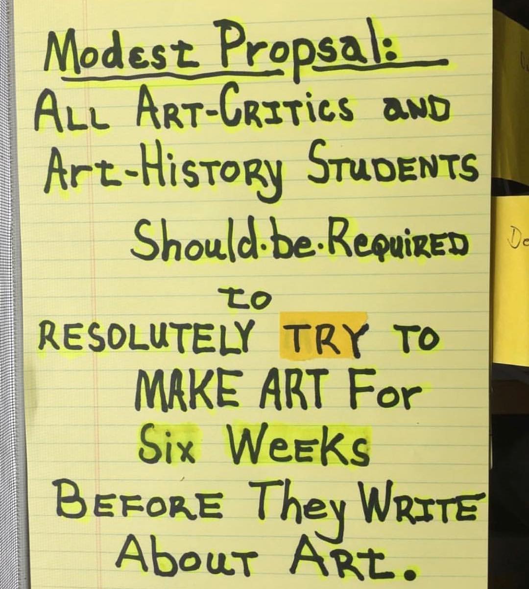 A Modest Proposal by Jerry Saltz