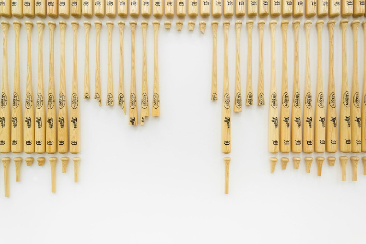 Darío Escobar - “Paisaje Urbano (Detroit)” [Urban Landscape (Detroit)] (2018), serigraphed wood 115 x 152.5 x 39.5 inches. Photo credit: Gustavo Sapón, courtesy of the artist and Nils Stærk Gallery