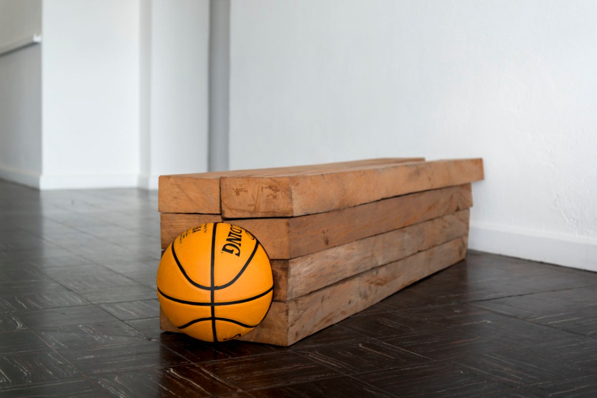 Darío Escobar - “Untitled No. 1” (2015), wood, rubber, 13.6 x 53 x 12 inches. Photo credit: Gustavo Sapón, courtesy of the artist and Nils Stærk Gallery