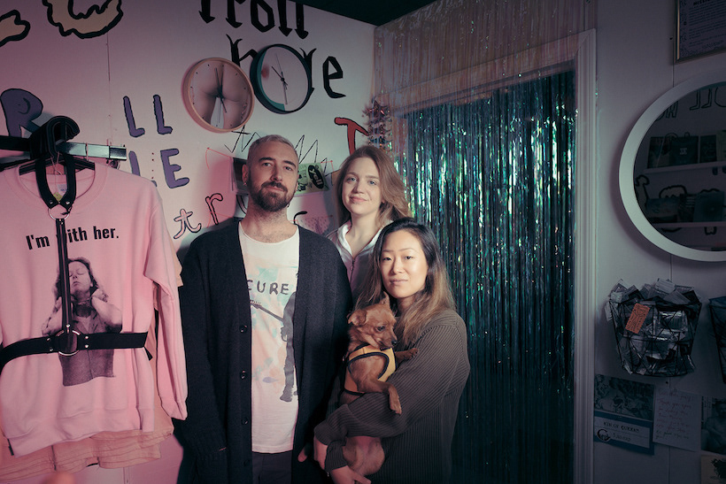 Justin Shock, Hayley Blatte, Monica Yi at Troll Hole, Bushwick, Brooklyn, 2017
