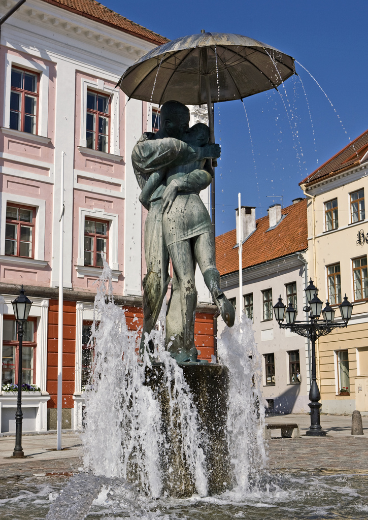 Kissing students, Tartu, Estonia.