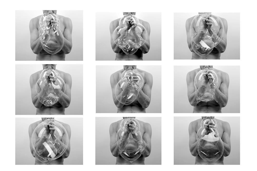 Self-portrait Blowing Sculptures (2010) by Yann Delacour