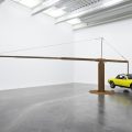 Chris Burden – Porsche with Meteorite, 2013, restored 1974 Porsche 914, 390 pound meteorite, steel structure installation, New Museum, New York City, USA, 2013 Photo: Benoit Pailley, New Museum