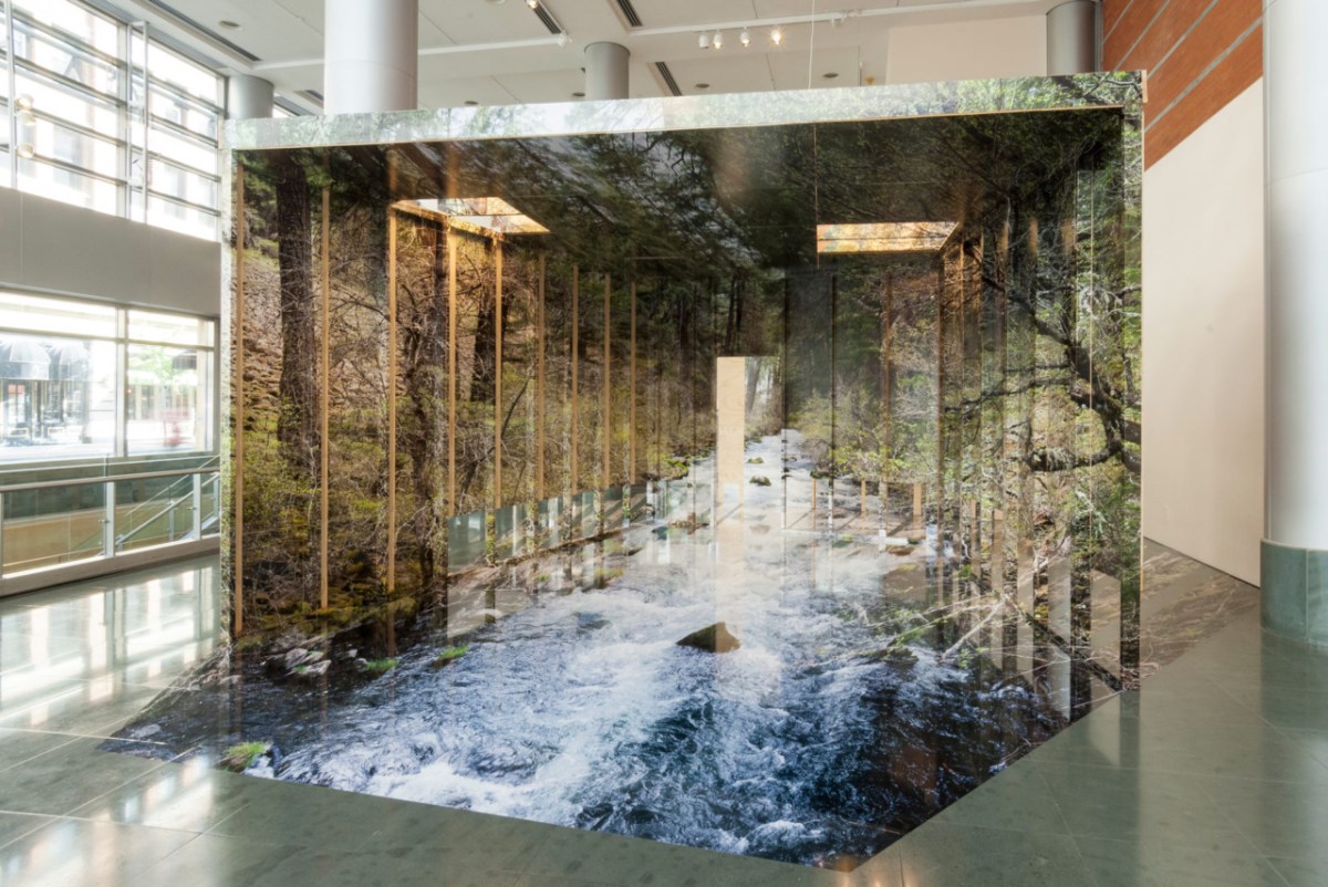 “Containment” (2018), site-specific installation created as a part of FotoFocus Biennial 2018 exhibition “Chris Engman: Prospect and Refuge” at the Alice F. and Harris K. Weston Art Gallery, photo by Tony Walsh