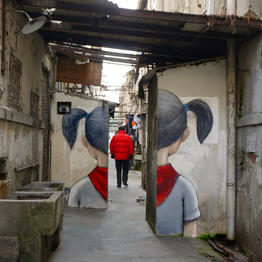 "Red Scarf" by Seth Globepainter @Shanghai, China