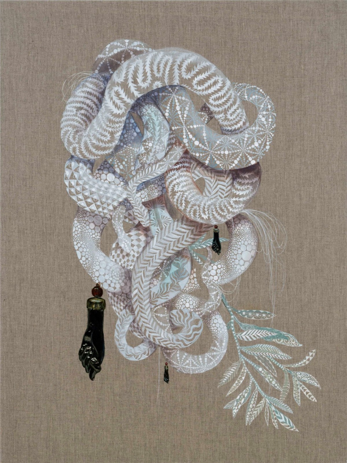 Firelei Báez - “Becoming New (A Tignon For Mami Wata)” (2016), acrylic on canvas 48 x 34 inches (121.9 x 86.4 cm)