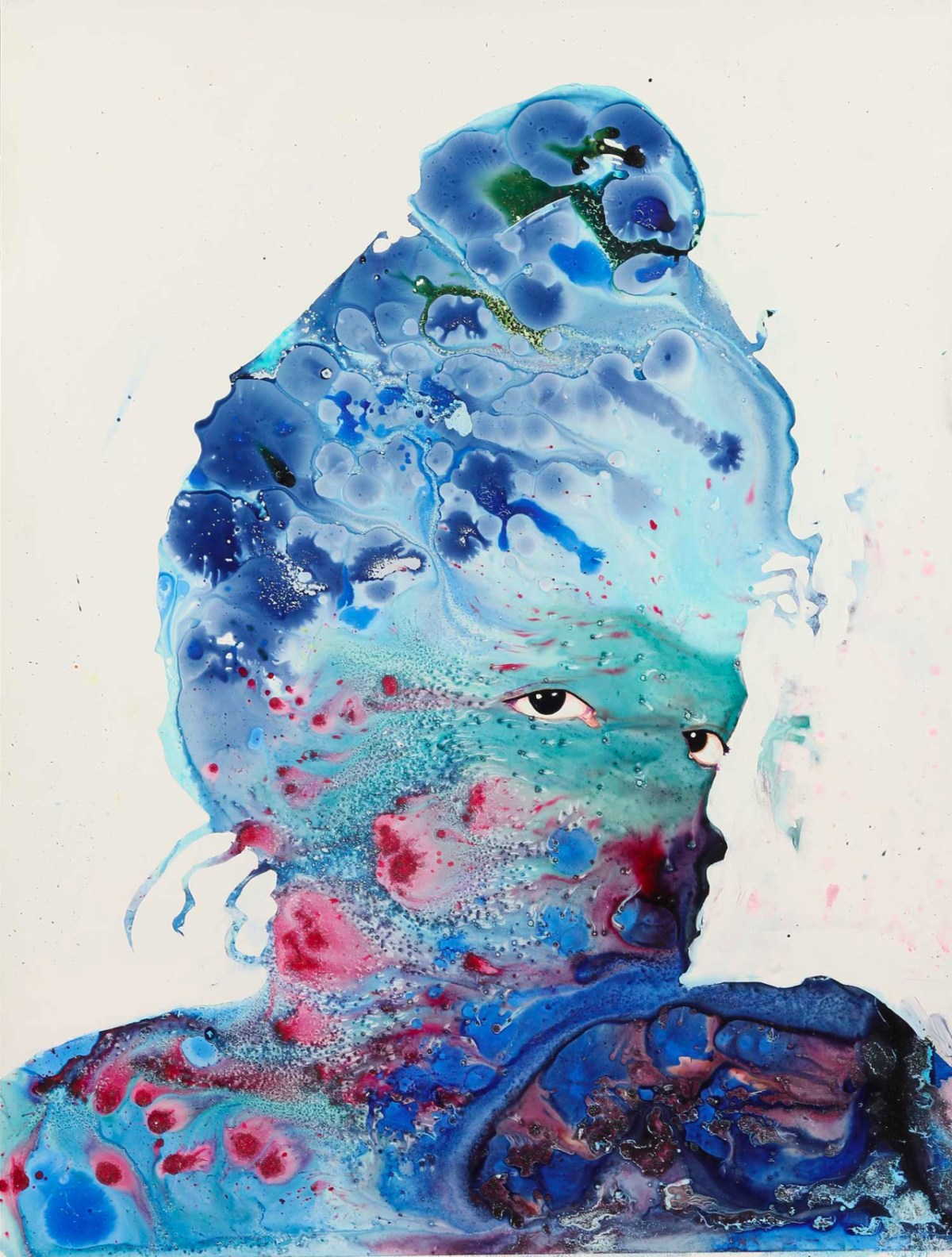 Firelei Báez - “Memory Board Listening (June 7th)” (2015), acrylic and Sennelier ink on YUPO paper, 40 x 30 inches (101.6 x 76.2 cm)