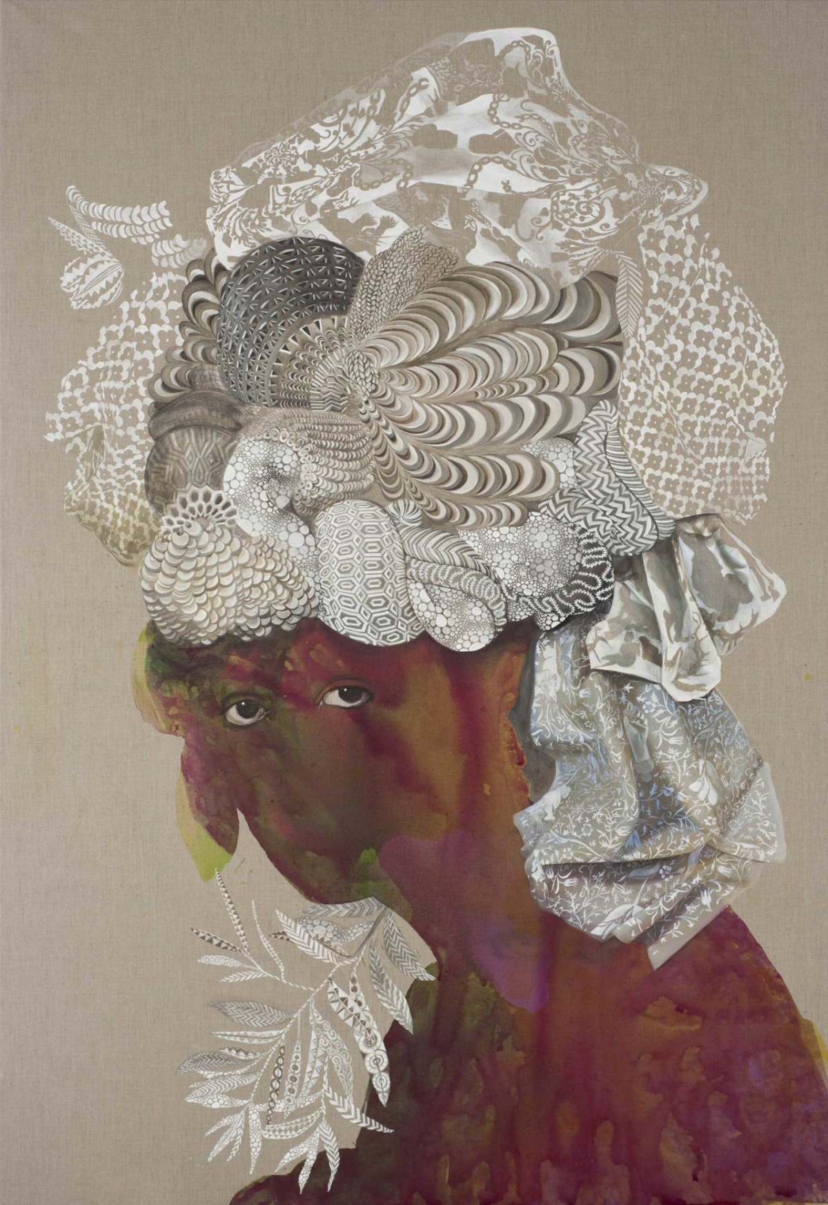 Firelei Báez - “Sans-Souci” (2015), acrylic and ink on linen, 108 x 74 inches (274.3 x 188 cm)