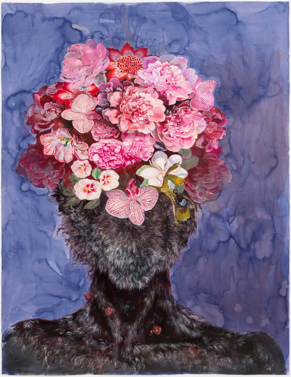 Firelei Báez - Of Love Possessed (Lessons on Alterity For G.D. and F.G At A Local BSS)” (2016), acrylic on Yupo paper