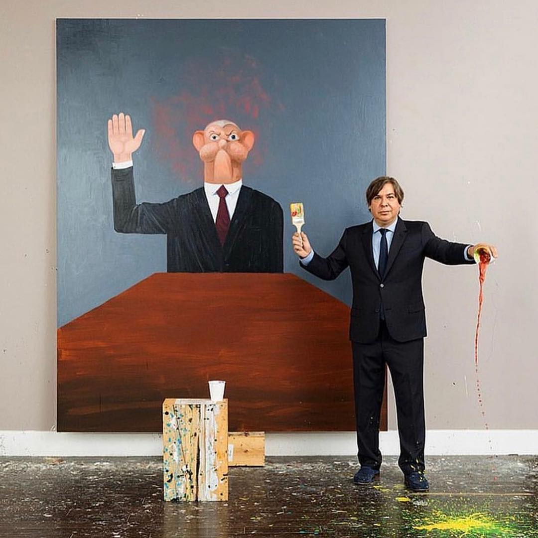 George Condo in his New York studio