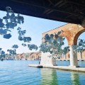 Aero(s)cene by Tomás Saraceno @ Biennale Arte 2019 – The aero(s)cene installation at the gaggiandre of the arsenale addresses the rising sea phases of global warming  image © designboom