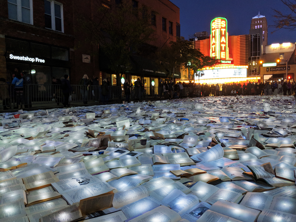 "Literature vs Traffic" by Luzinterruptus @ Ann Arbor, USA