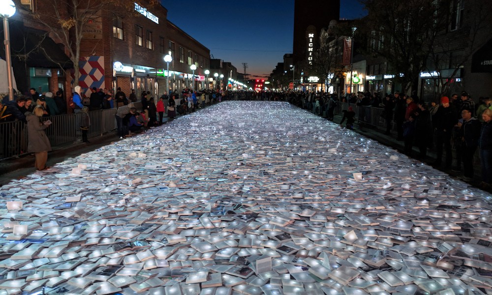 "Literature vs Traffic" by Luzinterruptus @ Ann Arbor, USA