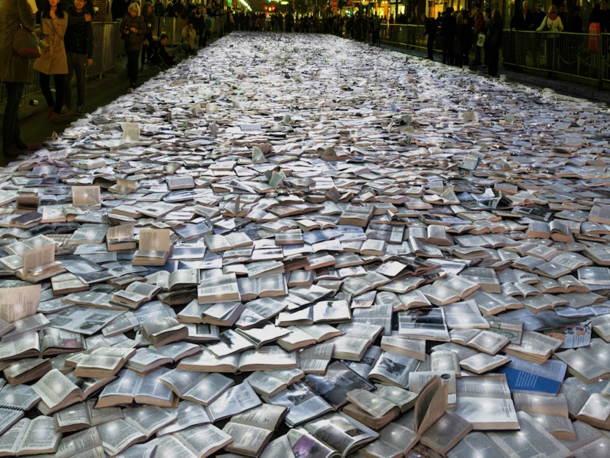 "Literature vs Traffic" by Luzinterruptus @ Ann Arbor, USA