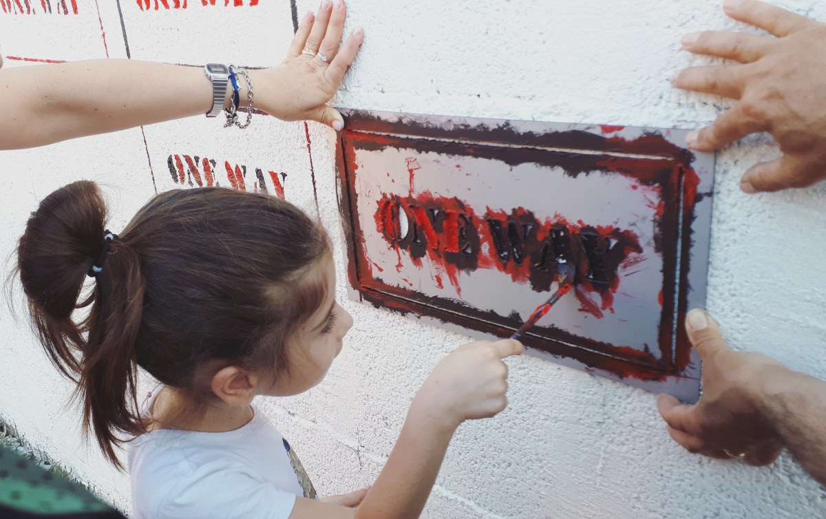 Festival Sant'Arte a San Sperate - Murale partecipato per il progetto One Way di Leonardo Boscani e Rita Delogu