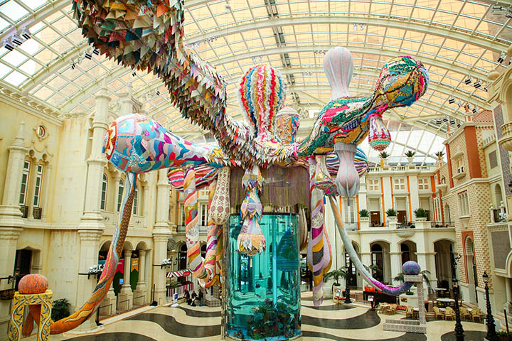 Installation view: Joana Vasconcelos: Valkyrie Octopus at MGM MACAU, 2015