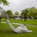 Joana Vasconcelos. Front: Betty Boop PA (2019). Back: I’ll be Your Mirror #1 (2019) in the garden of San Clemente Palace Kempinski, Venice
