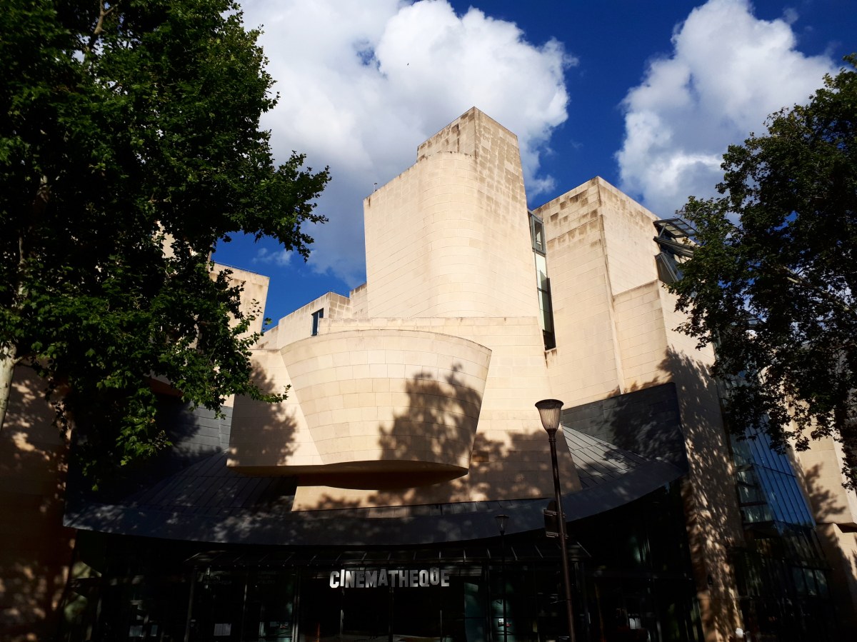 Vista esterna de La Cinémathèque française di Parigi progettato da Frank Gehry