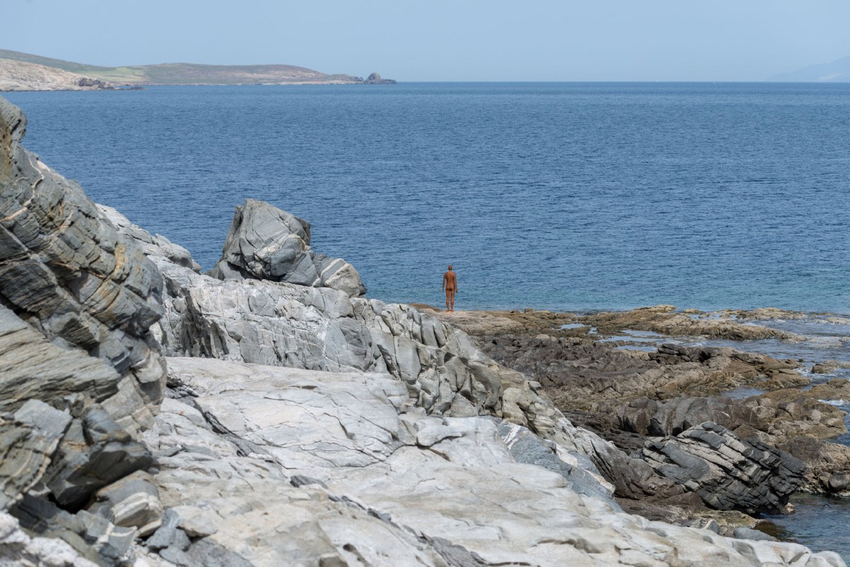 Another Time XIV (2011) by Antony Gormley @ Sight exhibition on Delos