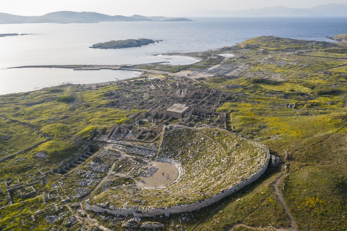 Sight by Antony Gormley displayed at the archaeological site of Delos Island