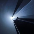 Anthony McCall. “You and I Horizontal” (2005). Installation view at Institut d’Art Contemporain, Villeurbanne, France (2006). Photograph by Blaise Adilon.
