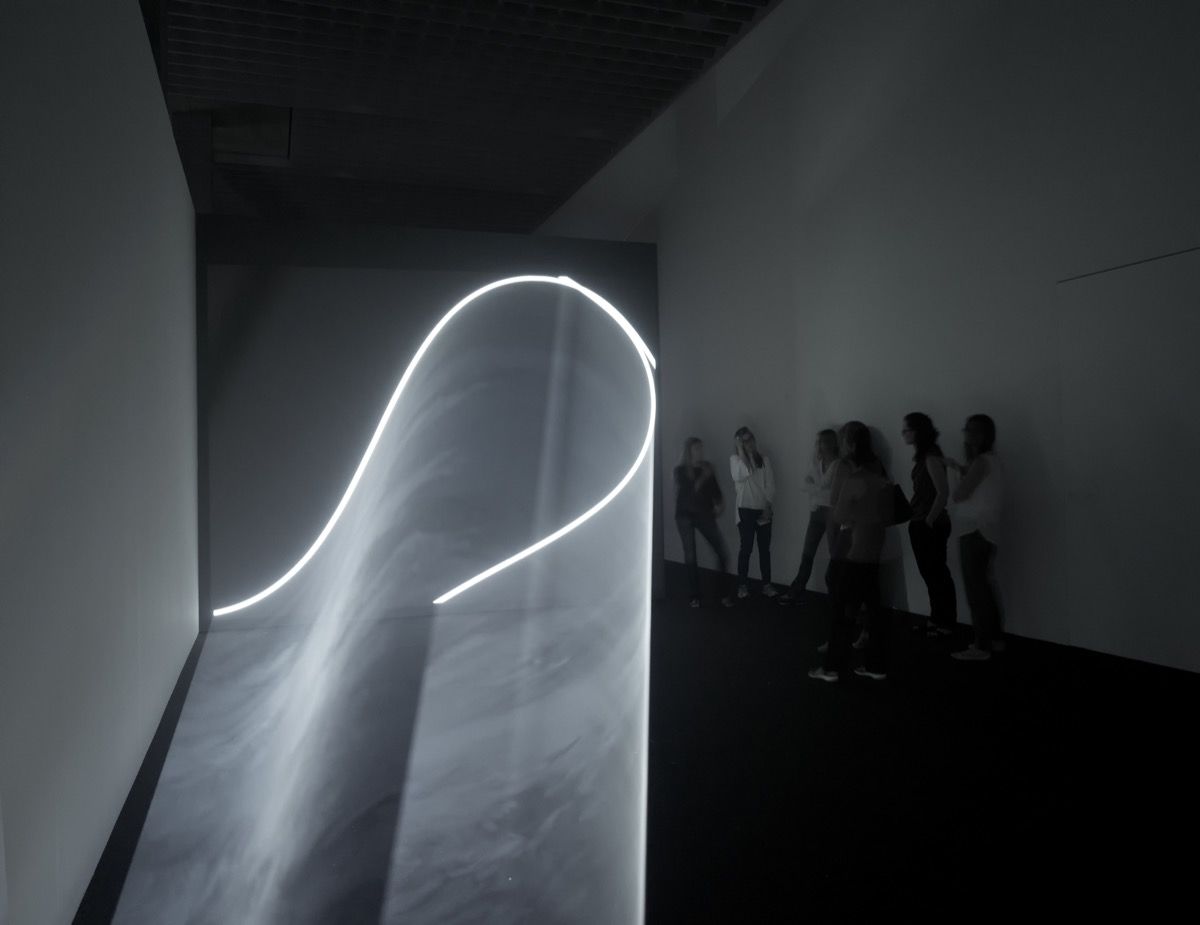 Anthony McCall. "Doubling Back" (2003). Installation view; Museo d'Arte della Svizzera italiana; Lugano; 2015. Photograph by Stefania Beretta.