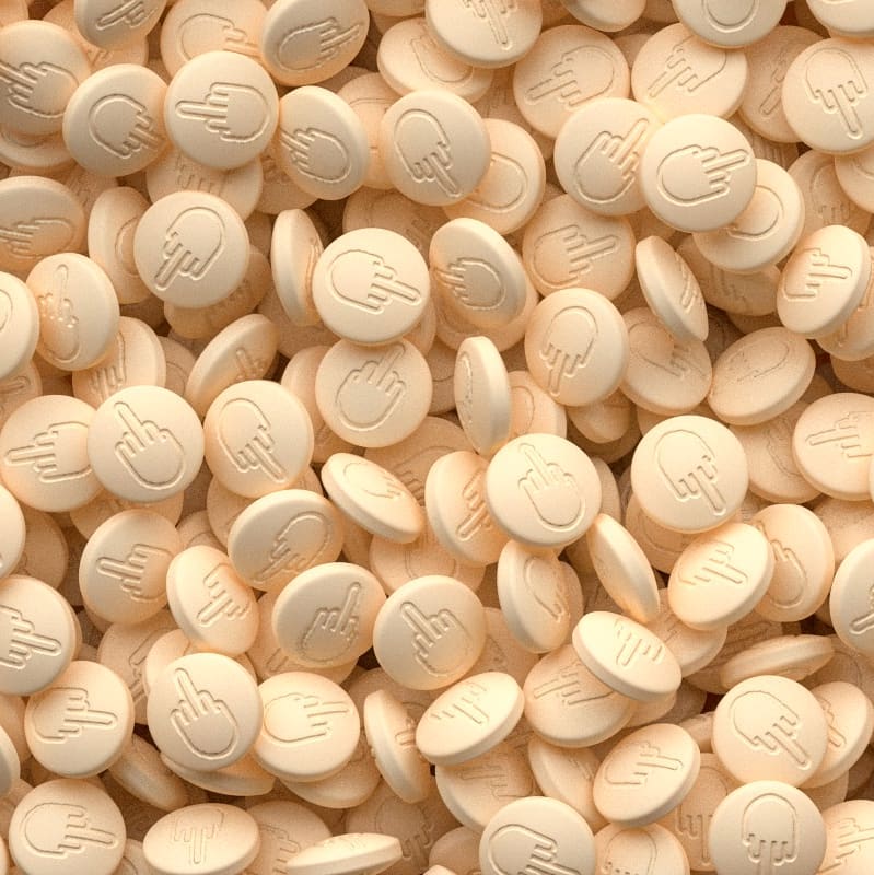 "Fuck everything" tablets by Farid Ghanbari