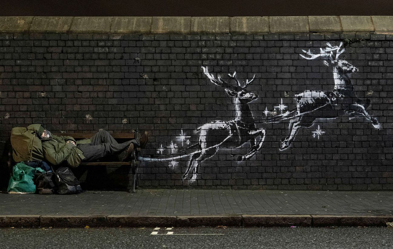 Christmas Mural by Banksy @ Birmingham, UK Christmas Mural by Banksy @ Birmingham, UK