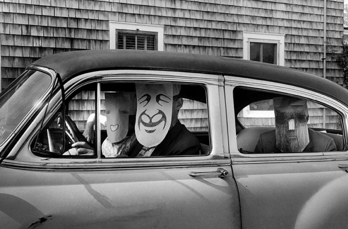 Inge Morath - Untitled. (from the Mask Series with Saul Steinberg), 1962. Photograph by Inge Morath/MAGNUM PHOTOS. Mask by Saul Steinberg © The Saul Steinberg Foundation/ARS, NY