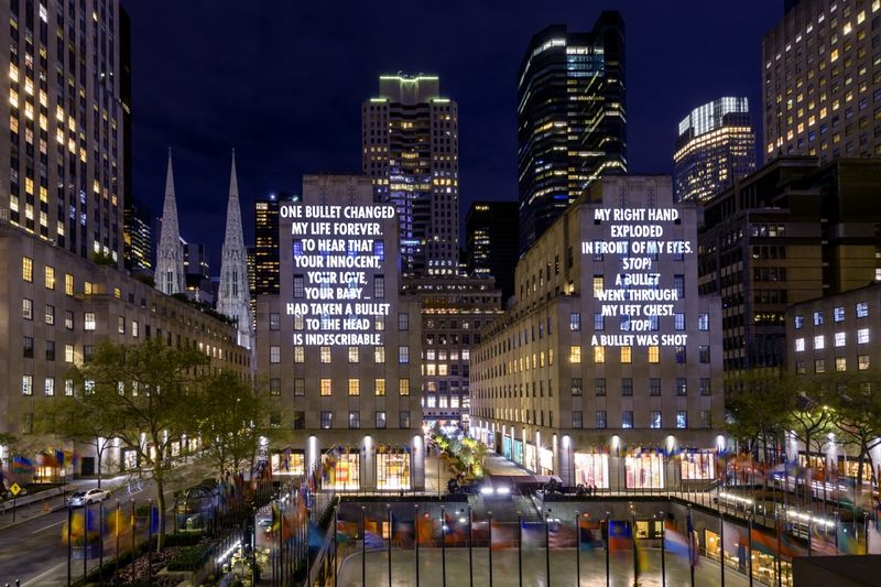 Vigil by Jenny Holzer @ Rockefeller Center, New York City