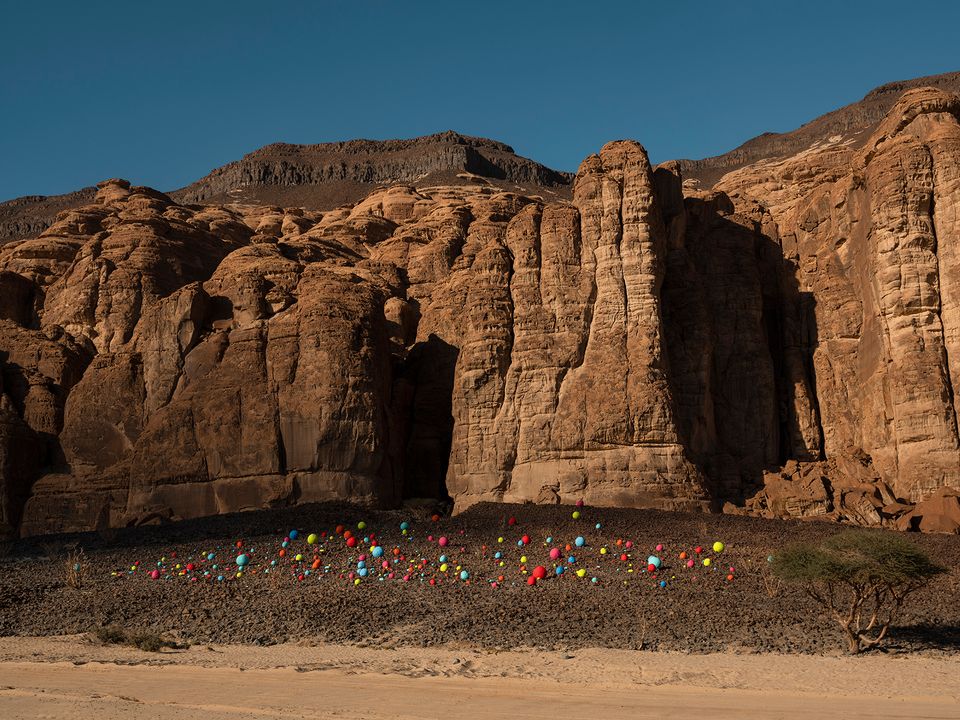 Mohammed Ahmed Ibrahim's Falling Stones Garden. Photo- Lance Gerber. Courtesy of the artist, RCU and Desert X