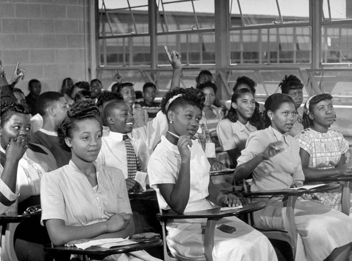 September 1949: African-American students in class at brand new George Washington Carver High School. (Photo by Margaret Bourke-White/The LIFE Picture Collection via Getty Images)
