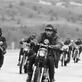 Hell Angels of San Bernardino cruise north towards Bakersfield, California, 1965 Photograph: Bill Ray/Life/Courtesy of Monroe Gallery