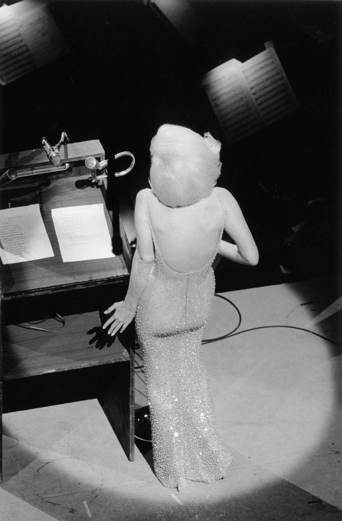 Marilyn Monroe singing Happy Birthday to President John F Kennedy from the stage at Madison Square Garden, three months before her death, 1962 Photograph: Courtesy of Monroe Gallery