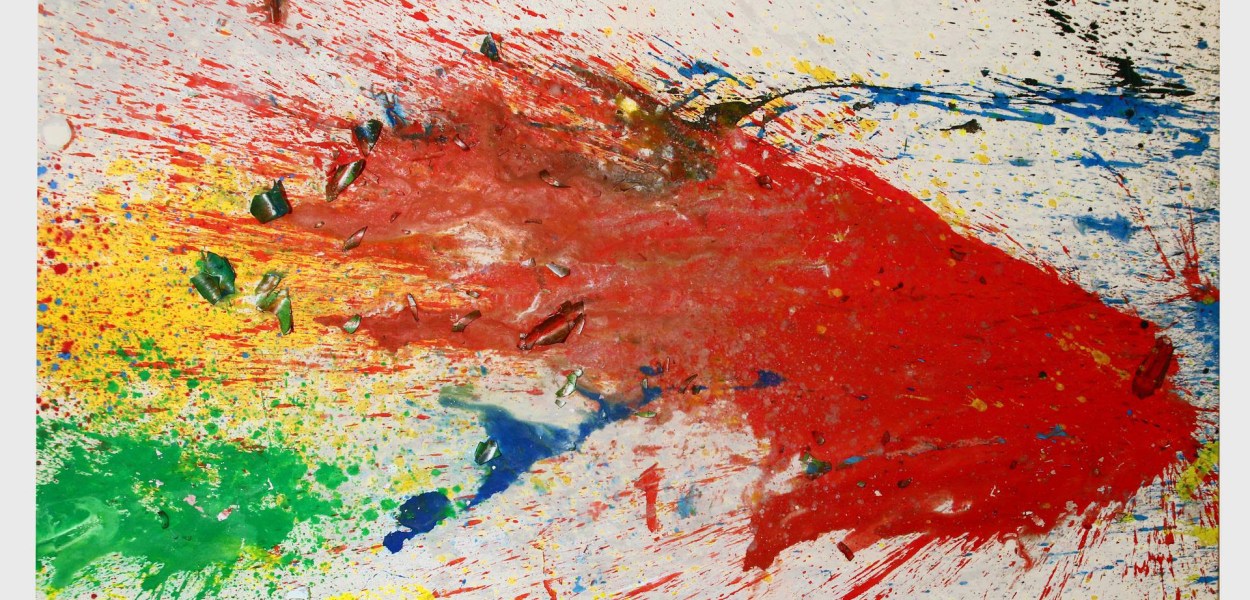 Shozo Shimamoto, Capri - Certosa 13 (2008), acrylic on light canvas, 185 x 274 cm. Courtesy Cardi Gallery