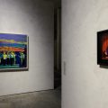 “Storytelling”,  Liu Ye , 30.1 – 28.9.2020, Fondazione Prada, Milano, Foto: Roberto Marossi, courtesy Fondazione Prada: Da sinistra a destra,  Liu Ye,  Red warship, 1997 Acrilico su tela, 120 x 140 cm, Collezione Fu Ruide, Olanda e Liu Ye,  Flagship No. 1, 1997 , Acrilico e olio su tela, 29 x 22cm,  Collezione privata, Milano