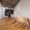 “Untitled (Flooring)” (2016-2017), flooring, shims, plaster, at Catinca Tabacaru Gallery in New York City