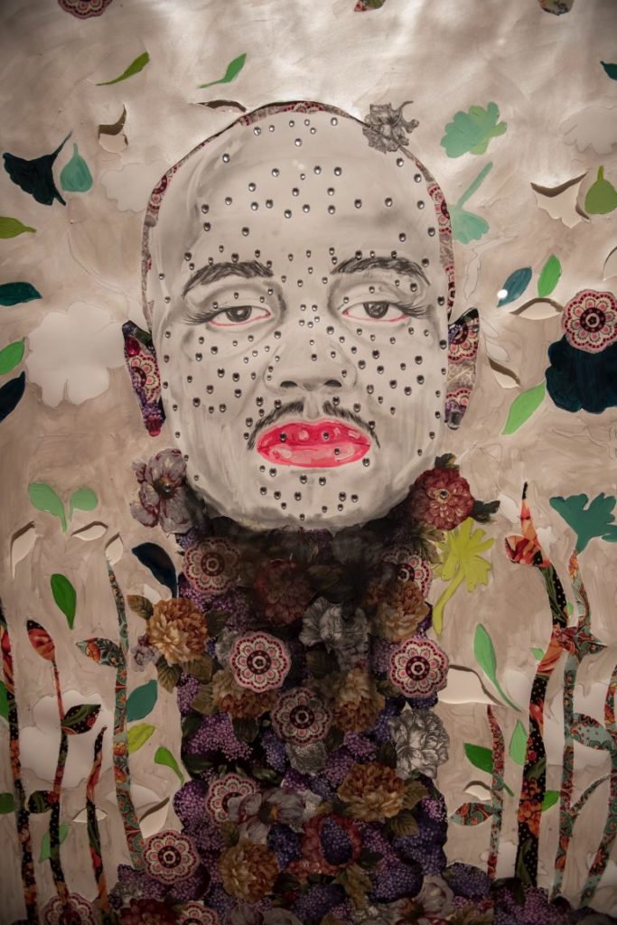 Installation view of “Ebony G. Patterson: … while the dew is still on the roses… “. © Ebony G. Patterson. All work courtesy of the artist and Monique Meloche Gallery, Chicago. Photo by Sarah Lyon.