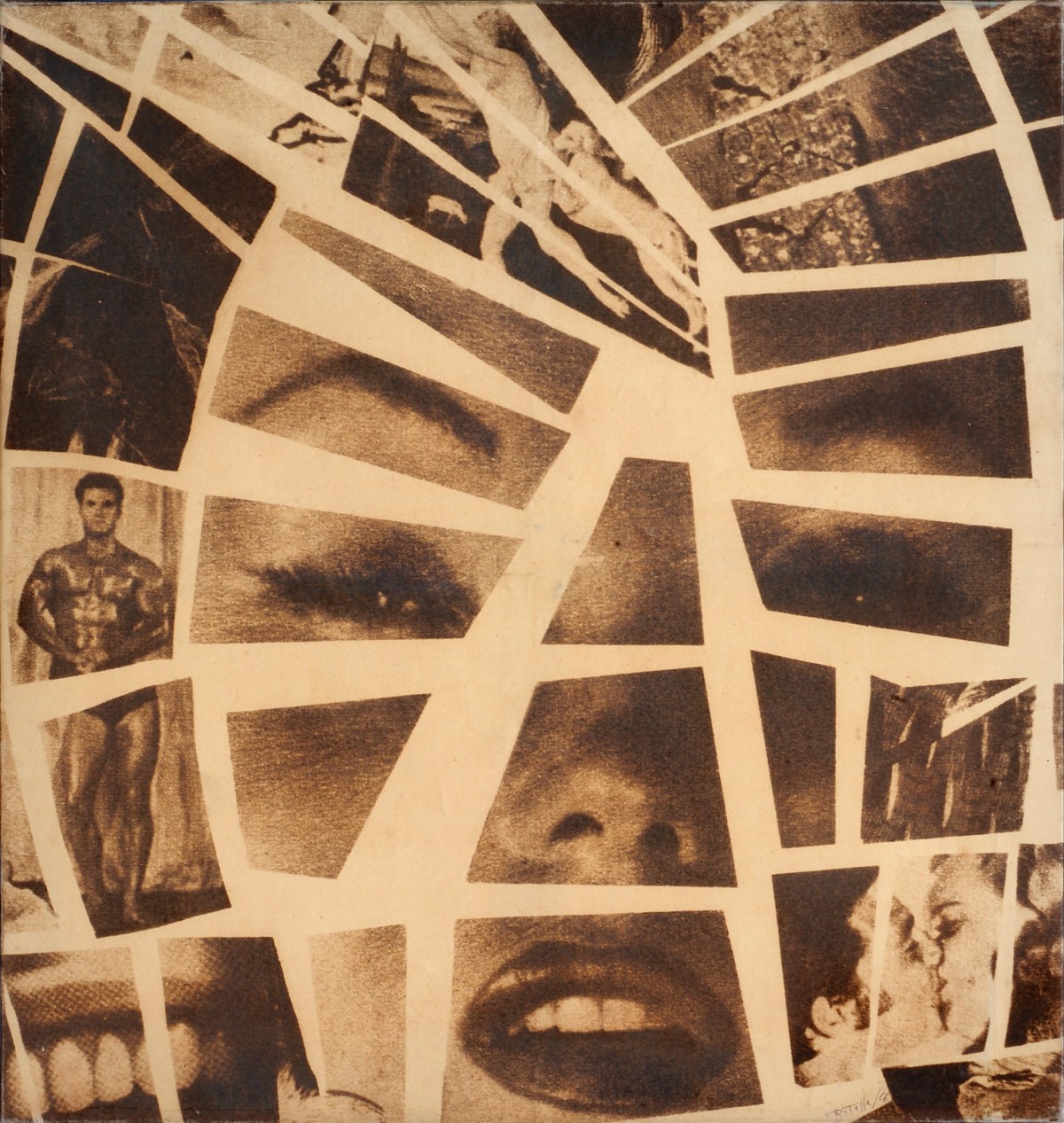 Mimmo Rotella, Mythologies, 1966, Photo emulsion on canvas 95 x 91 cm, courtesy Mimmo Rotella Institute e Cardi Gallery