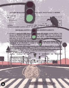 Autocertificazioni Illustrate - Onda verde, arte digitale, @titti_fruhwirth_illustration