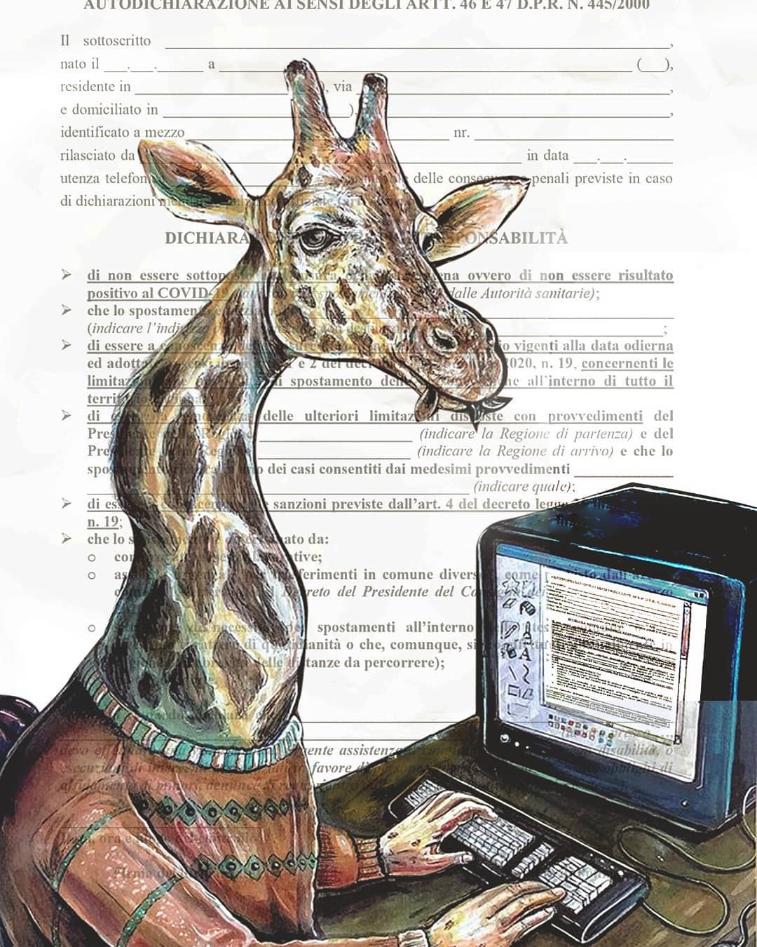 Autocertificazioni Illustrate - Voglio andare al parco,tecnica mista, @matbrogi