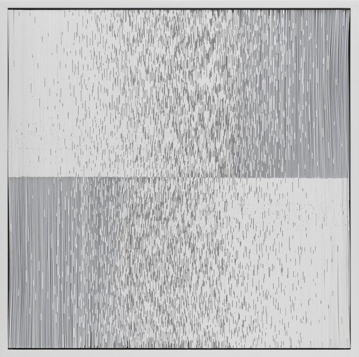 Tara Donovan, Composition (Cards), 2017, Styrene cards and glue, 22-1/4" × 22-1/4" × 4" (56.5 cm × 56.5 cm × 10.2 cm) © Tara Donovan