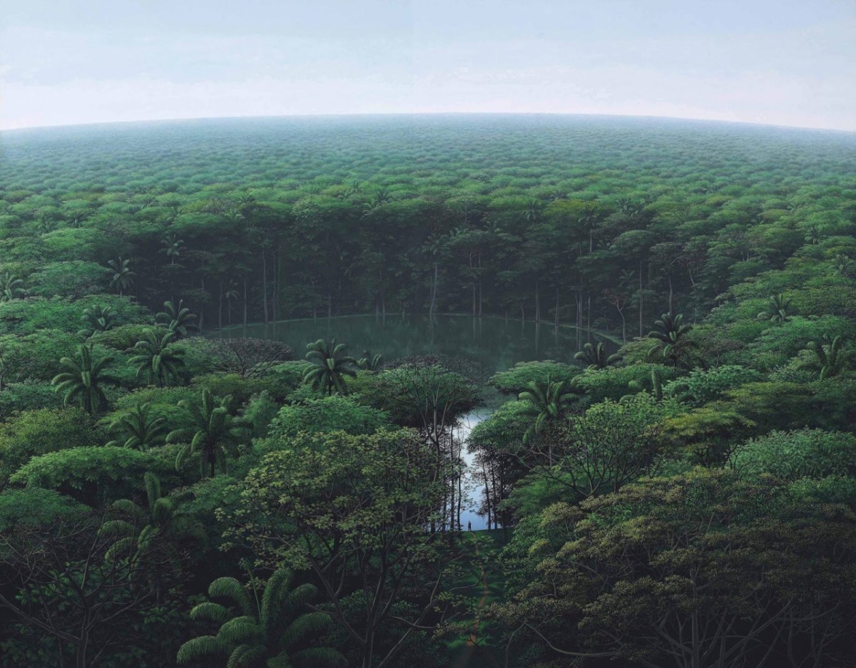"Llegada del caminante a la laguna" (1999) by Tomás Sánchez