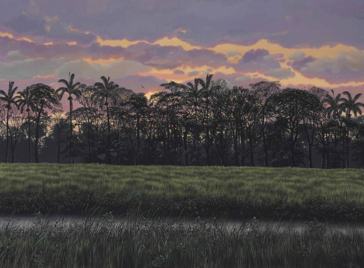 "Atardecer" (acrylic on canvas, 109.9 x 149.2 centimeters) by Tomás Sánchez