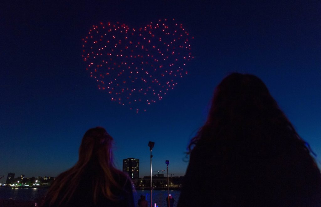 Artists Lonneke Gordijn and Ralph Nauta from Studio Drift and their artwork, Franchise Freedom. Photo © Stefan Heijdendael