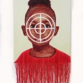 “Shooting Range Target” by Nneka Jones (2019), ricamo a mano su tela, 8 x 10 pollici.